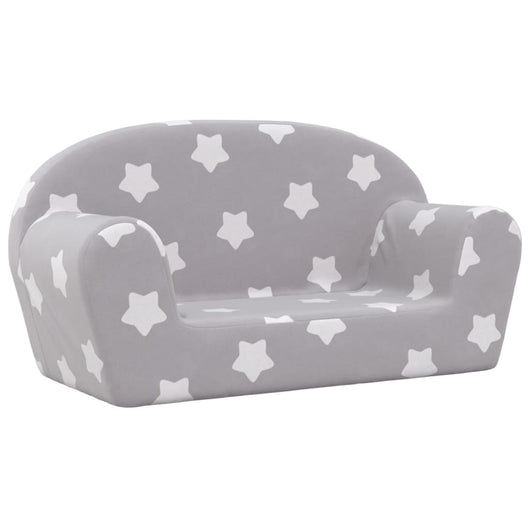 Divano Bambini 2 Posti Grigio Chiaro con Stelle Morbido Peluchecod mxl 110354