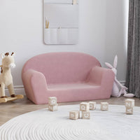 Divano per Bambini a 2 Posti Rosa in Morbido Peluche 356991