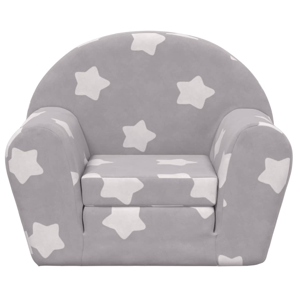 Divano Letto Bambini Grigio Chiaro con Stelle Morbido Peluchecod mxl 110356