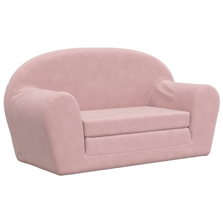 Divano Letto per Bambini a 2 Posti Rosa in Morbido Peluche 357003