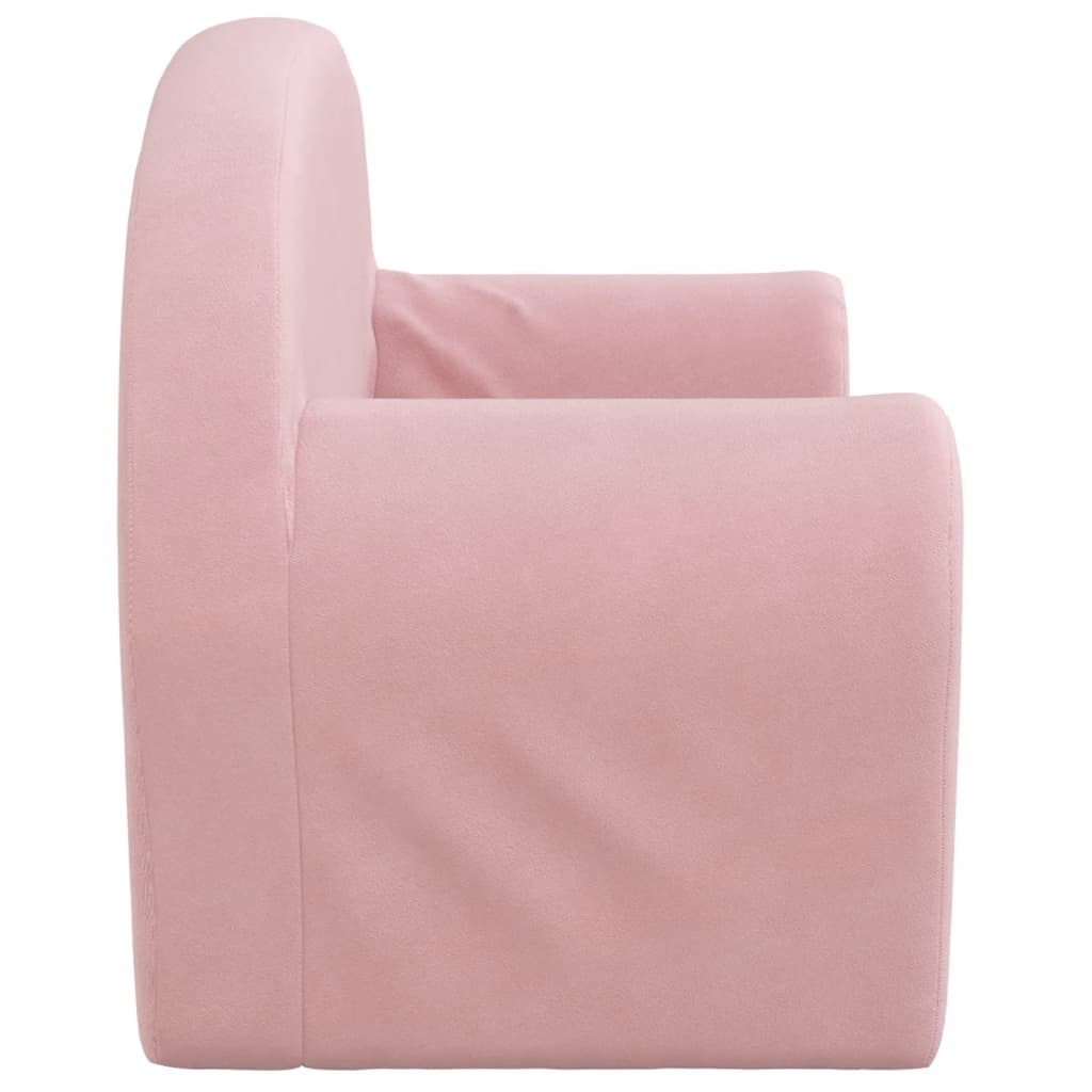 Divano Letto per Bambini a 2 Posti Rosa in Morbido Peluche 357003