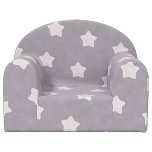 Divano per Bambini Grigio Chiaro con Stelle in Morbido Peluchecod mxl 86394