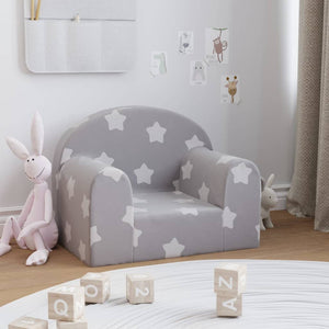 Divano per Bambini Grigio Chiaro con Stelle in Morbido Peluchecod mxl 86394