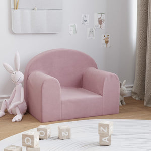 Divano per Bambini Rosa in Morbido Peluche 357009