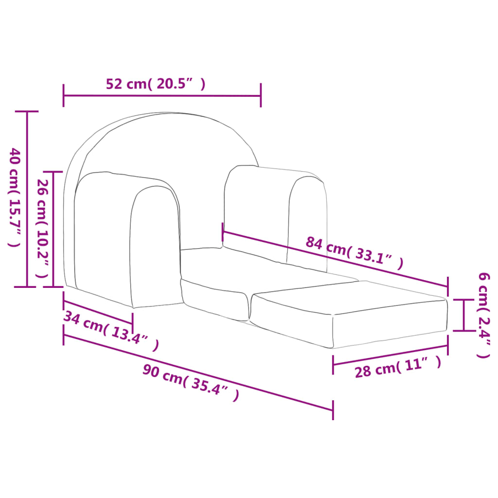 Divano Letto per Bambini Antracite in Morbido Peluche 357018