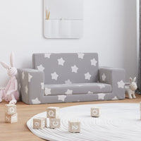 Divano Letto Bambini a 2 Posti Grigio Chiaro con Stelle Peluche 357028