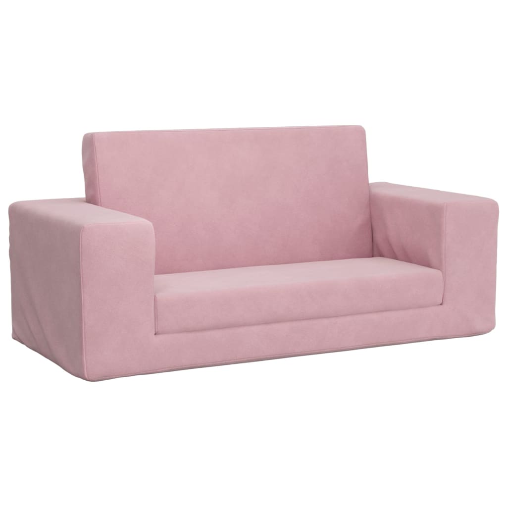 Divano Letto per Bambini a 2 Posti Rosa in Morbido Peluche 357033