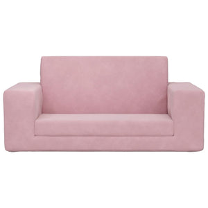 Divano Letto per Bambini a 2 Posti Rosa in Morbido Peluche 357033