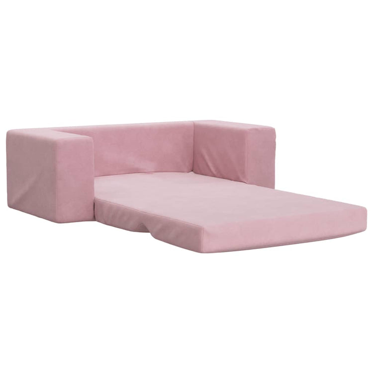 Divano Letto per Bambini a 2 Posti Rosa in Morbido Peluche 357033