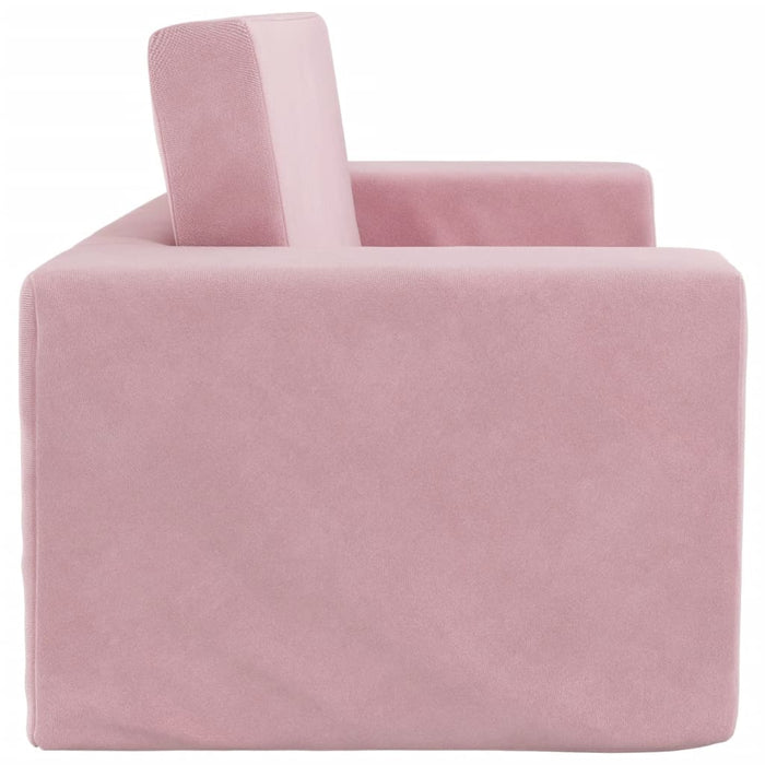 Divano Letto per Bambini a 2 Posti Rosa in Morbido Peluche 357033