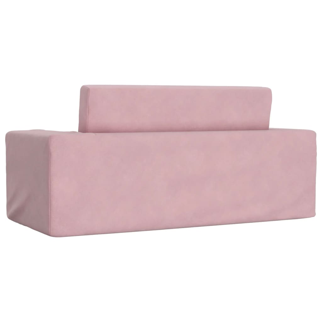 Divano Letto per Bambini a 2 Posti Rosa in Morbido Peluche 357033