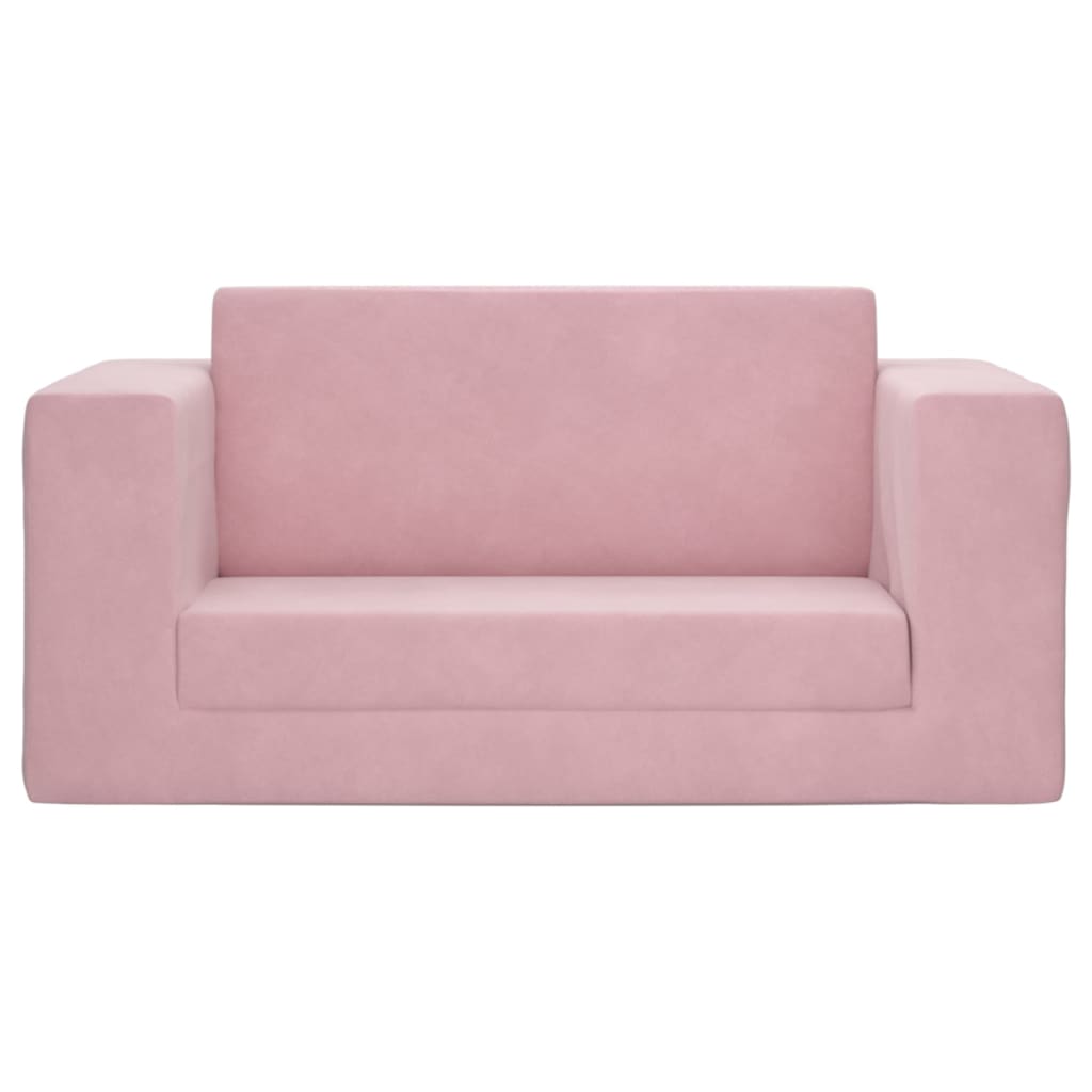 Divano Letto per Bambini a 2 Posti Rosa in Morbido Peluche 357039