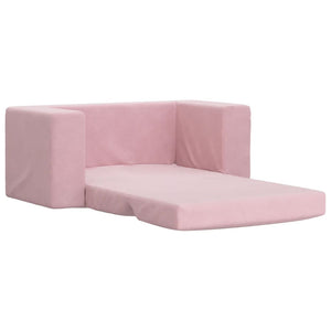 Divano Letto per Bambini a 2 Posti Rosa in Morbido Peluche 357039