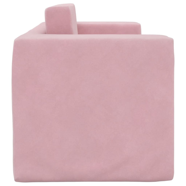 Divano Letto per Bambini a 2 Posti Rosa in Morbido Peluche 357039