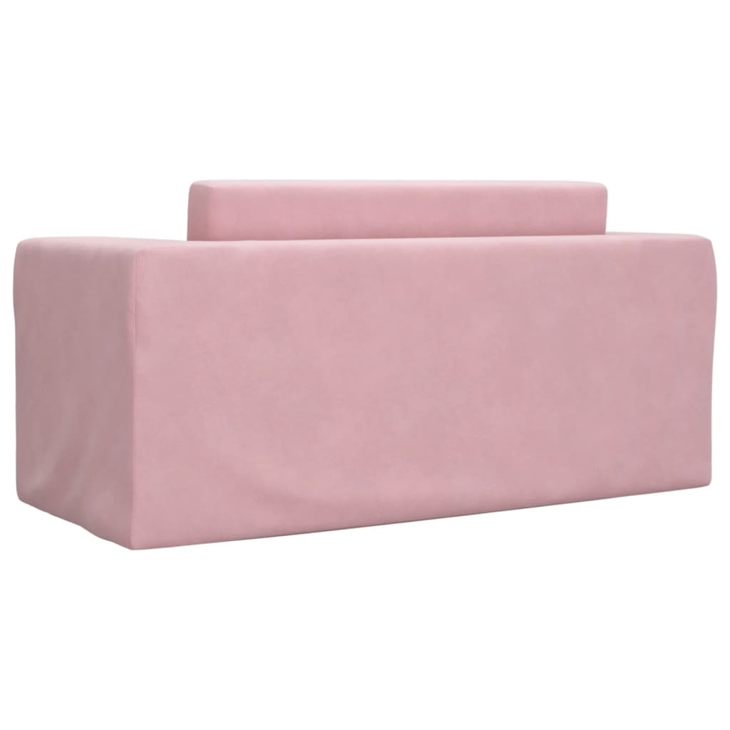 Divano Letto per Bambini a 2 Posti Rosa in Morbido Peluche 357039