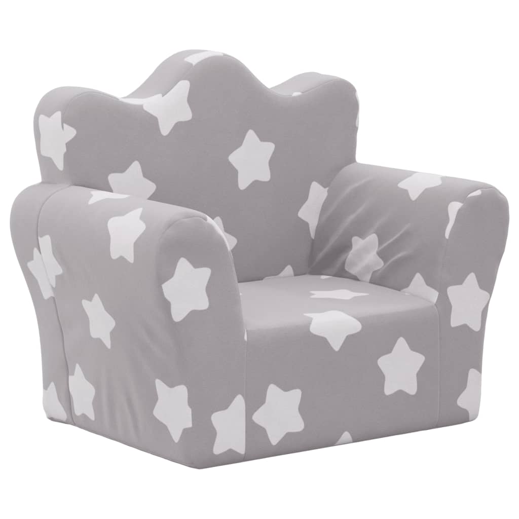 Divano per Bambini Grigio Chiaro con Stelle in Morbido Peluchecod mxl 134394