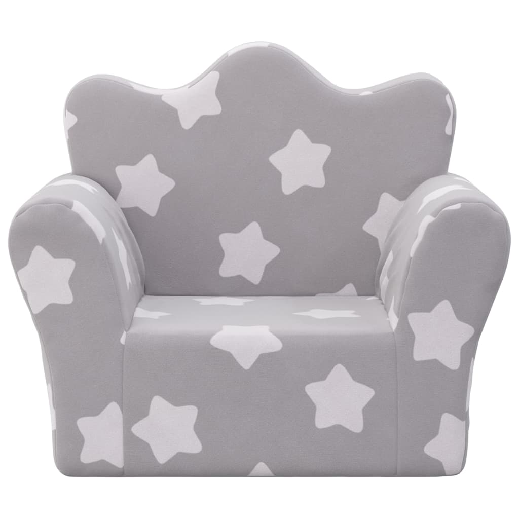 Divano per Bambini Grigio Chiaro con Stelle in Morbido Peluchecod mxl 134394