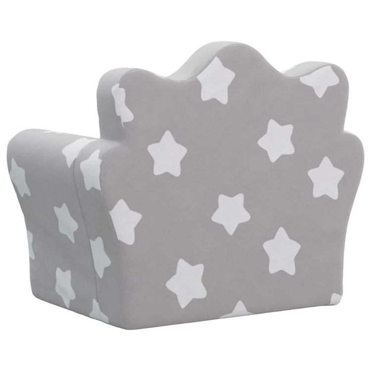 Divano per Bambini Grigio Chiaro con Stelle in Morbido Peluche 357040