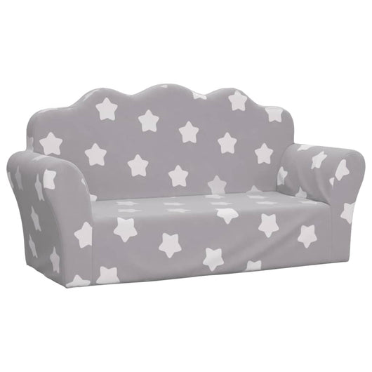 Divano Bambini 2 Posti Grigio Chiaro con Stelle Morbido Peluchecod mxl 86399