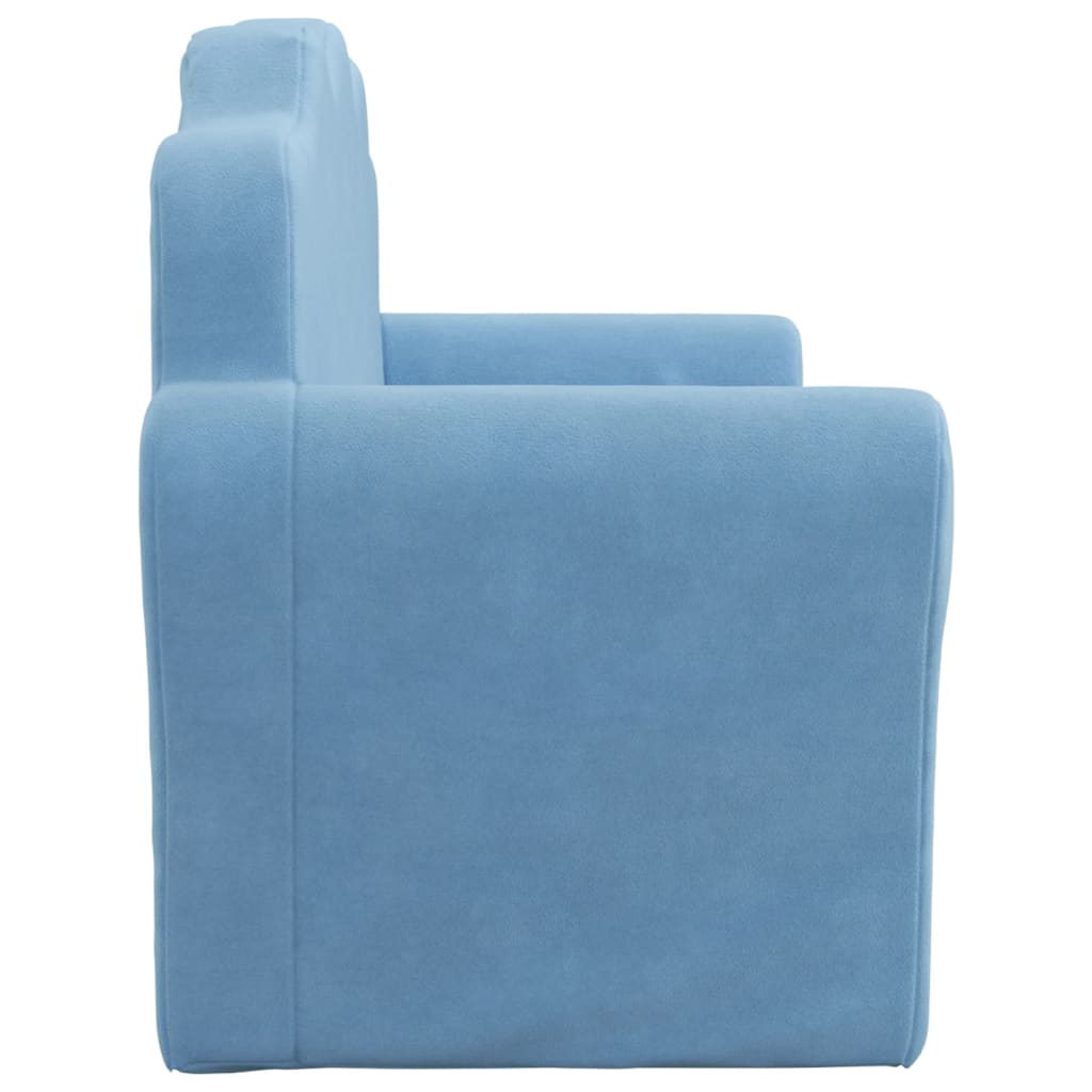 Divano per Bambini a 2 Posti Blu in Morbido Peluche 357050