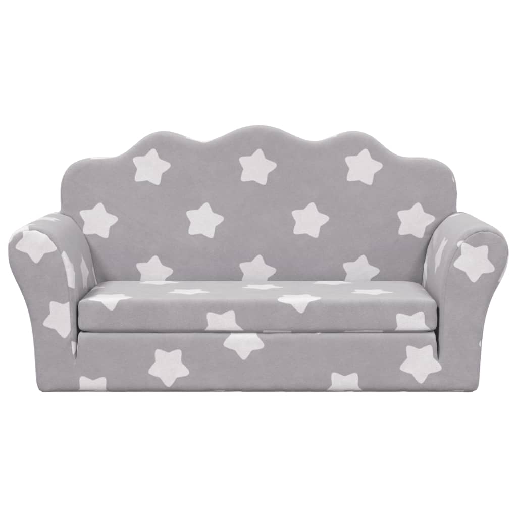 Divano Letto Bambini a 2 Posti Grigio Chiaro con Stelle Peluchecod mxl 110366