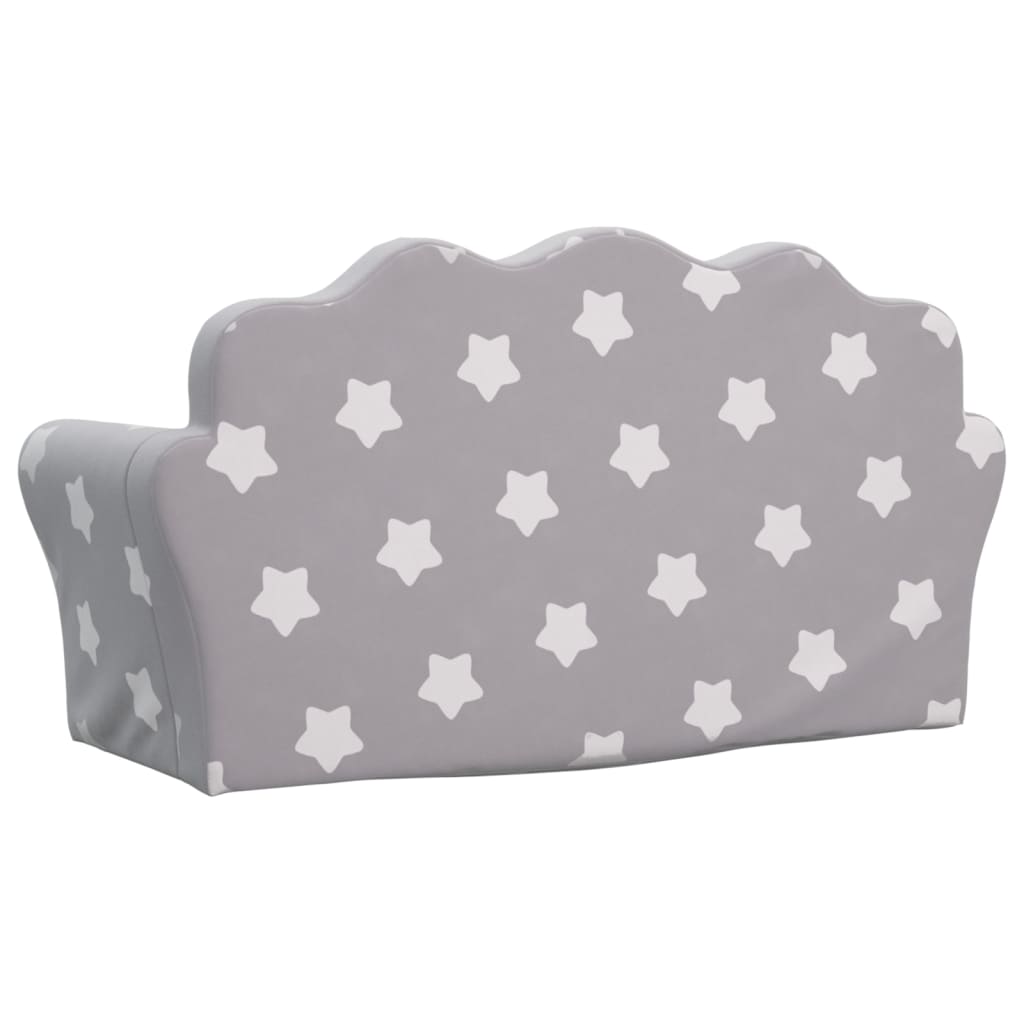 Divano Letto Bambini a 2 Posti Grigio Chiaro con Stelle Peluche 357058