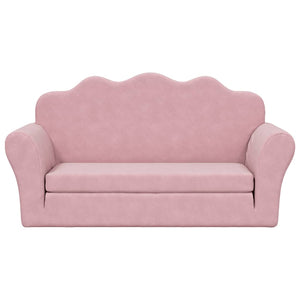 Divano Letto per Bambini a 2 Posti Rosa in Morbido Peluche 357063