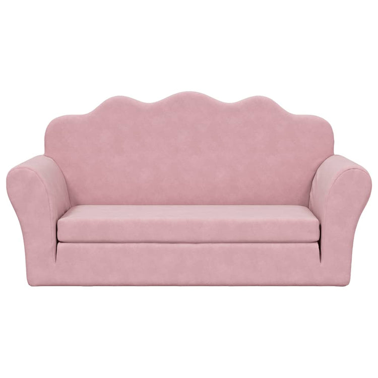 Divano Letto per Bambini a 2 Posti Rosa in Morbido Peluche 357063