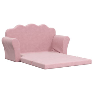 Divano Letto per Bambini a 2 Posti Rosa in Morbido Peluche 357063