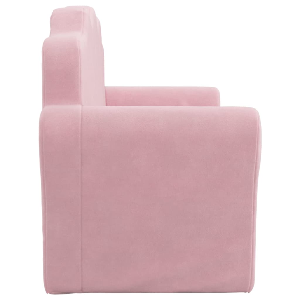 Divano Letto per Bambini a 2 Posti Rosa in Morbido Peluche 357063