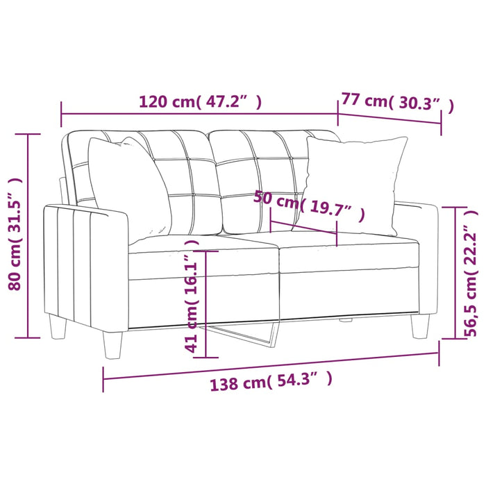 Divano a 2 Posti con Cuscini Crema 120 cm in Similpelle 3200799