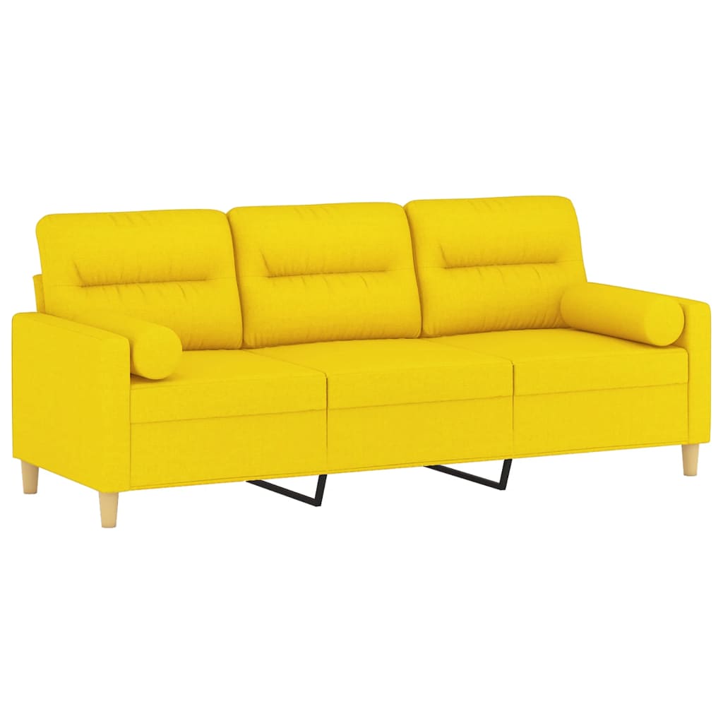 Divano a 3 Posti con Cuscini Giallo Chiaro 180 cm in Tessutocod mxl 118911