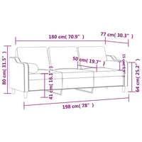 Divano a 3 Posti con Cuscini Grigio Scuro 180 cm in Tessuto 3200854