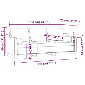 Divano a 3 Posti con Cuscini Marrone 180 cm in Tessuto 3200856