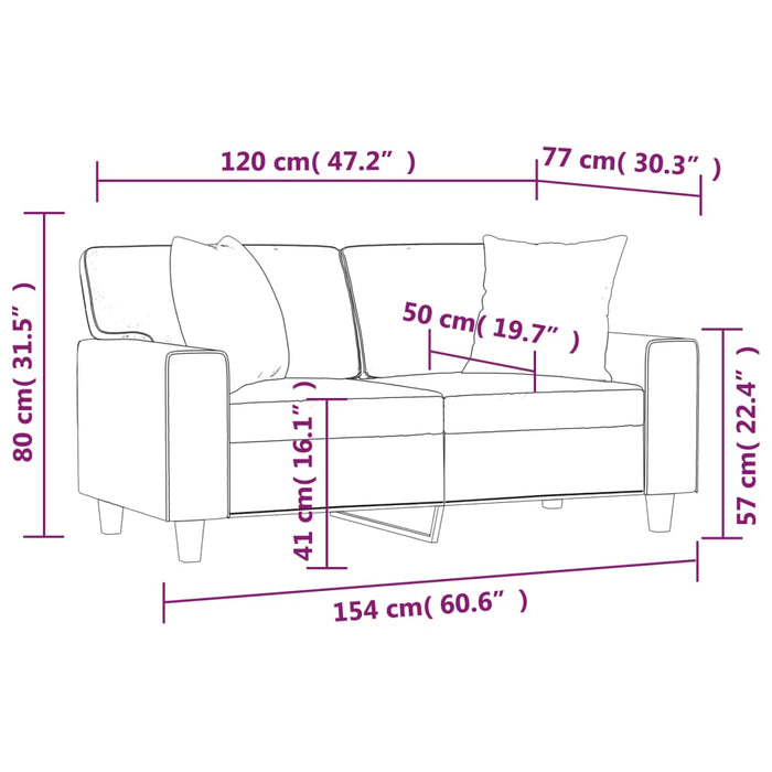 Divano a 2 Posti con Cuscini Cappuccino 120 cm in Similpelle 3200865