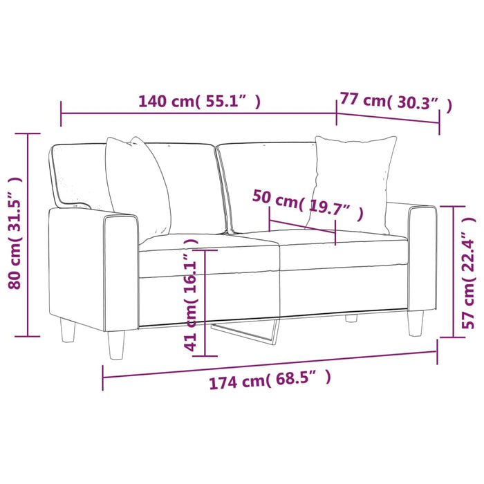 Divano a 2 Posti con Cuscini Crema 140 cm in Similpelle 3200867