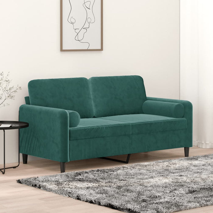 Divano a 2 Posti con Cuscini Verde Scuro 140 cm in Vellutocod mxl 118933