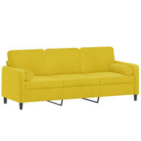 Divano a 3 Posti con Cuscini Giallo 180 cm in Vellutocod mxl 118928