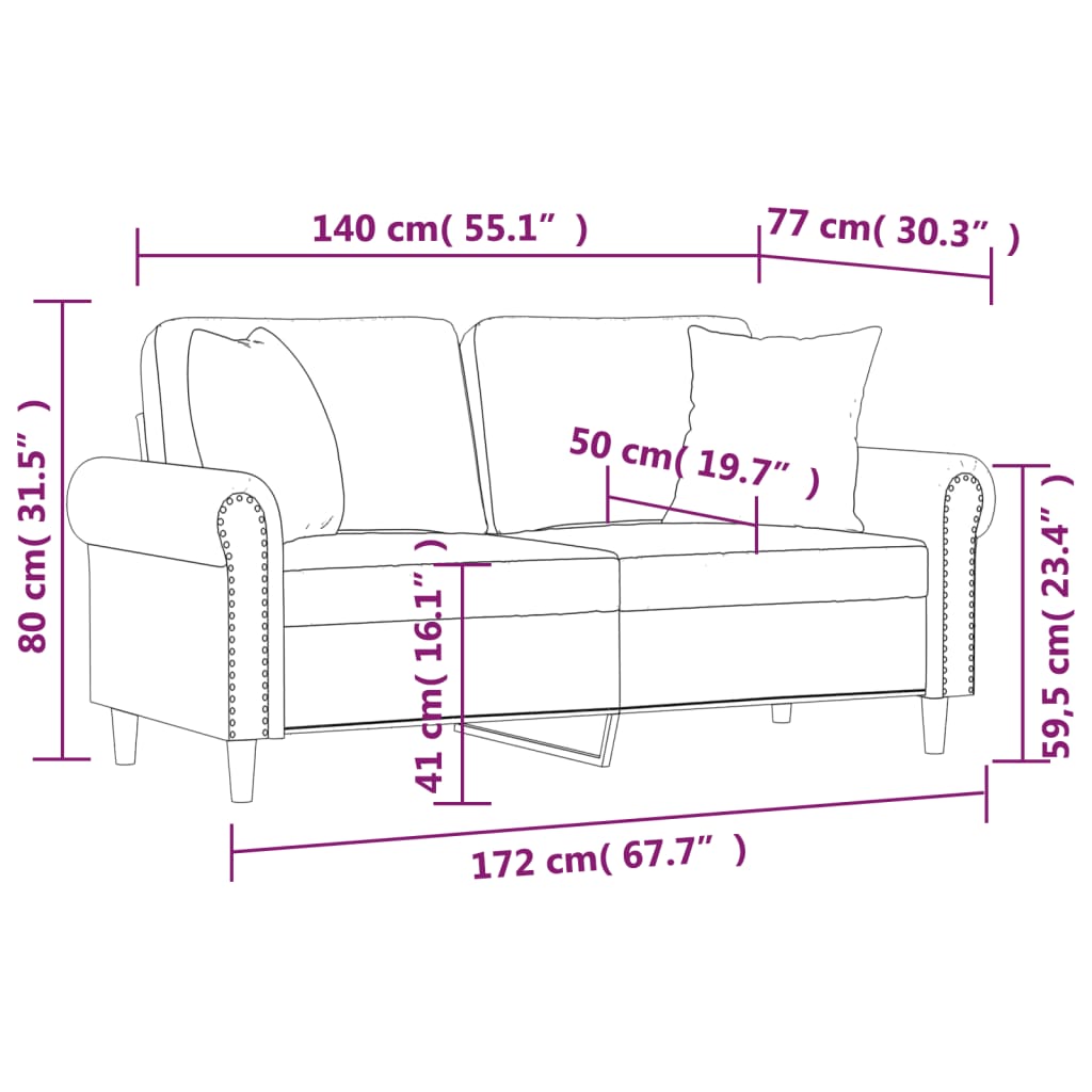 Divano a 2 Posti con Cuscini Grigio Scuro 140 cm in Velluto 3200946