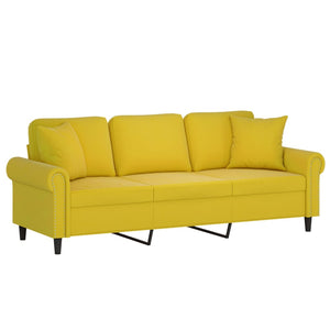 Divano a 3 Posti con Cuscini Giallo 180 cm in Vellutocod mxl 75185