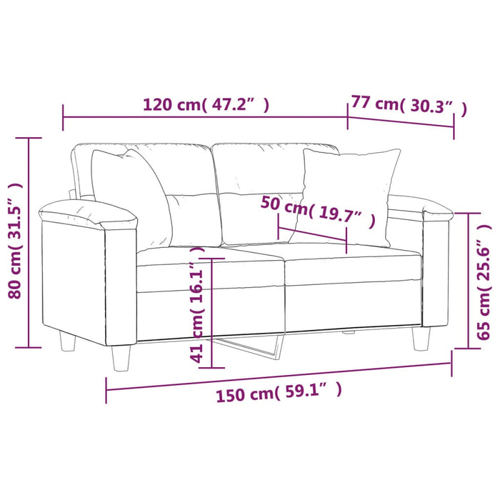 Divano a 2 Posti con Cuscini Grigio 120 cm in Similpelle 3200985