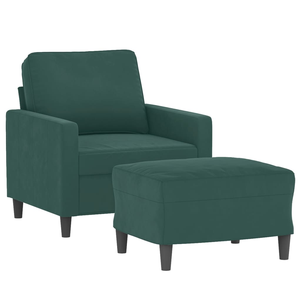 Poltroncina con Poggiapiedi Verde Scuro 60 cm in Vellutocod mxl 118956