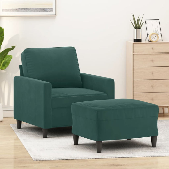 Poltroncina con Poggiapiedi Verde Scuro 60 cm in Vellutocod mxl 118956