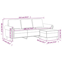 Divano a 3 Posti con Poggiapiedi Marrone 180 cm in Velluto 3201222