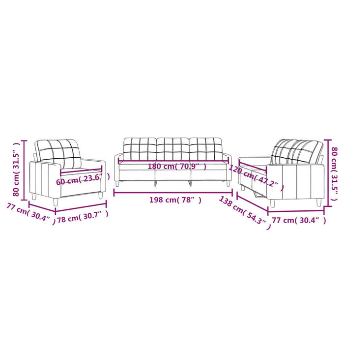 Set di Divani 3 pz con Cuscini Grigio Scuro in Tessuto 3201243