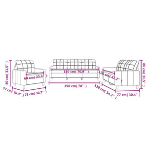 Set di Divani 3 pz con Cuscini Marrone in Tessuto 3201245