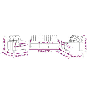Set di Divani 3 pz con Cuscini Nero in Tessuto 3201246