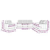 Set di Divani 3 pz con Cuscini Giallo Chiaro in Tessuto 3201247