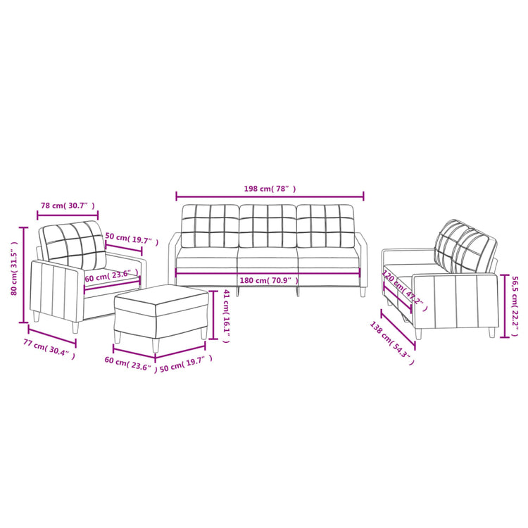 Set di Divani 4 pz con Cuscini Grigio Scuro in Tessuto 3201251