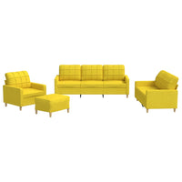 Set di Divani 4 pz con Cuscini Giallo Chiaro in Tessutocod mxl 107137